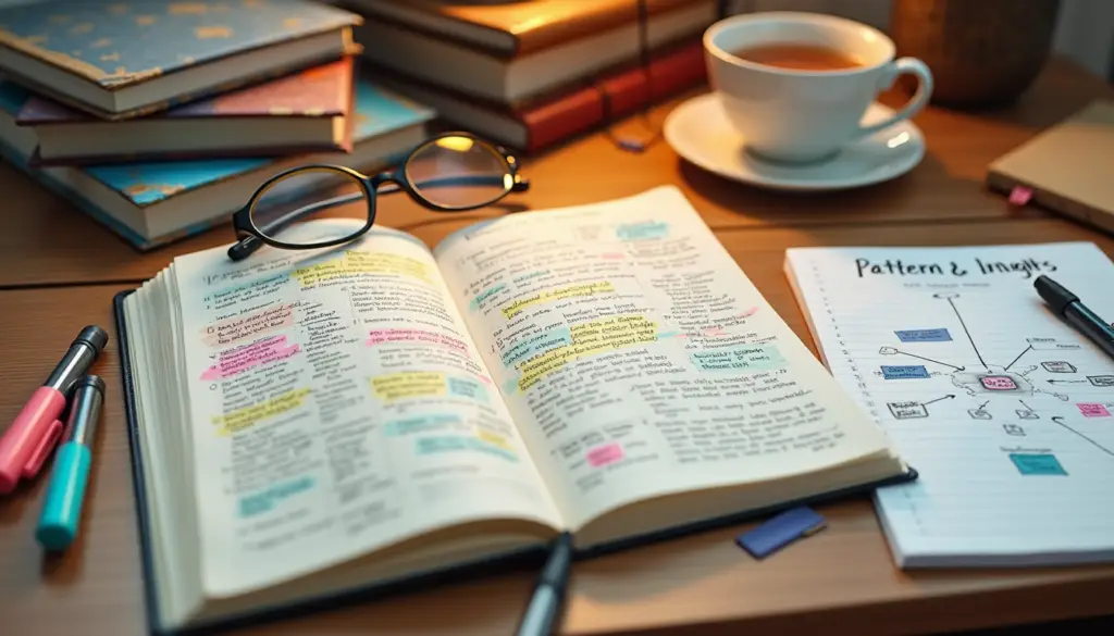 An organized desk displays evidence of deep journaling