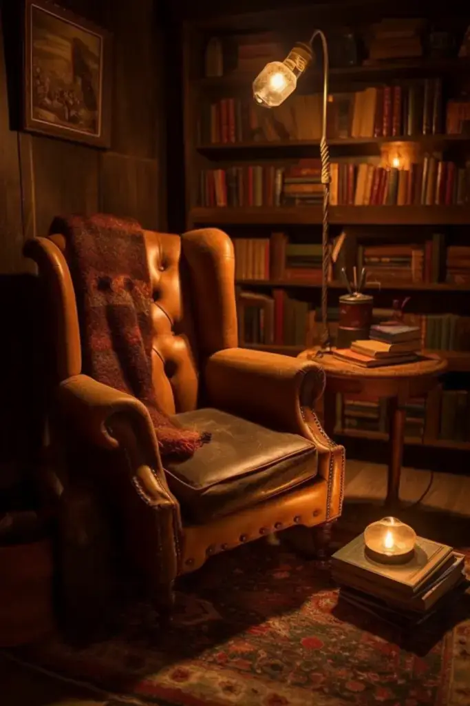 An inviting journaling environment with a comfortable reading chair
