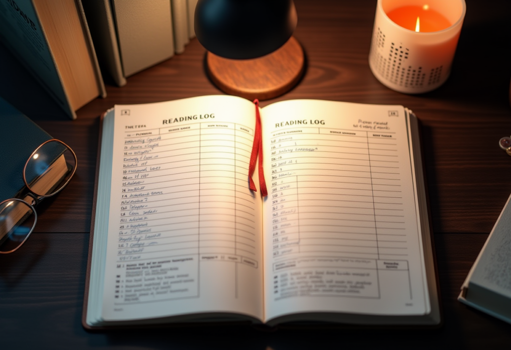 Personal development bullet journal ideas for beginners featuring an easy-to-maintain reading log system.