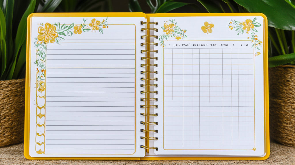Collection of bullet journal header techniques showcasing typography, color theory, and layout options